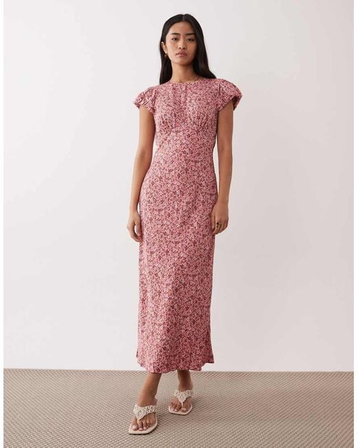 Nobody's Child Pink Willow Cap Sleeve Midi Dress