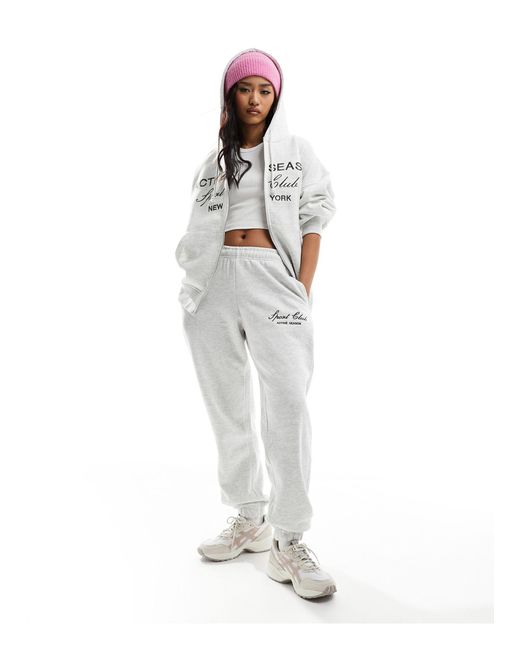 Pull&Bear Oversized 'sport Club' Trackies in White | Lyst