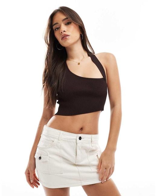 Bershka Minirok Met Utility Details En Zakken in het White