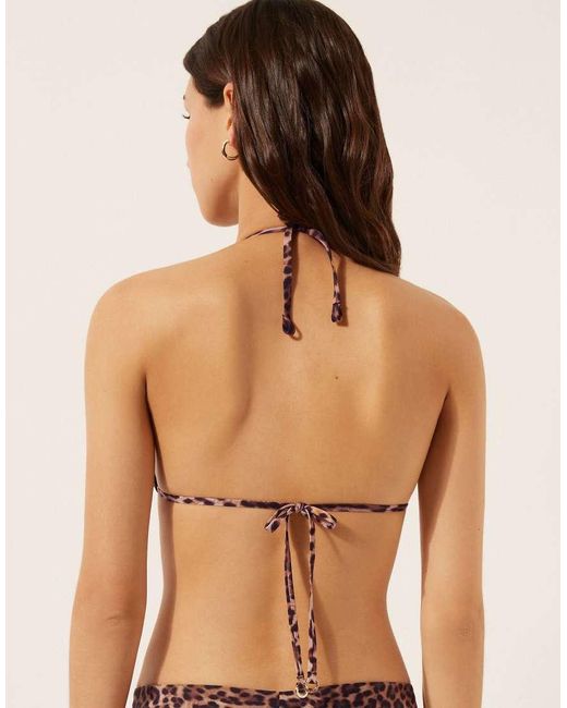 Calzedonia Brown Triangle Bikini Top Animalier