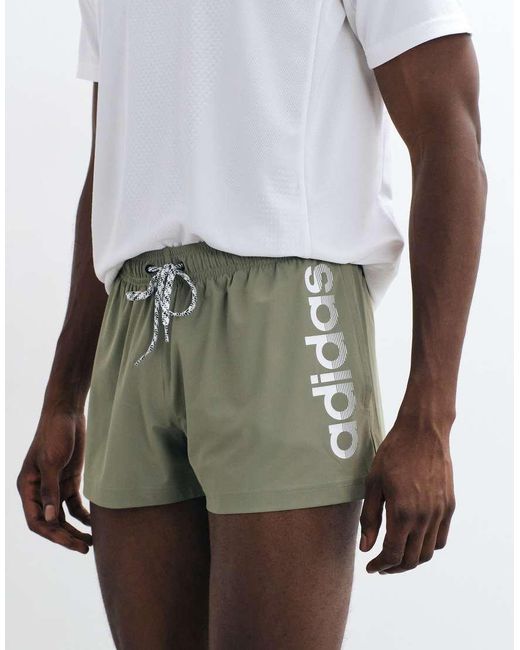 Adidas Originals Green Adidas Training 3in Swimshorts With Logo for men