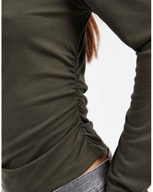 ONLY Gray Ruched Detail Textured Top