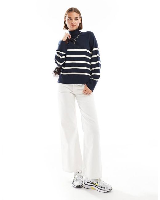 Pieces Blue Amelia Roll Neck Jumper