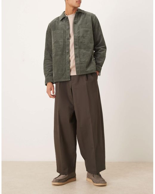 ASOS Gray Smart 100% Cotton Extreme Tapered Pants With Front Pleat for men