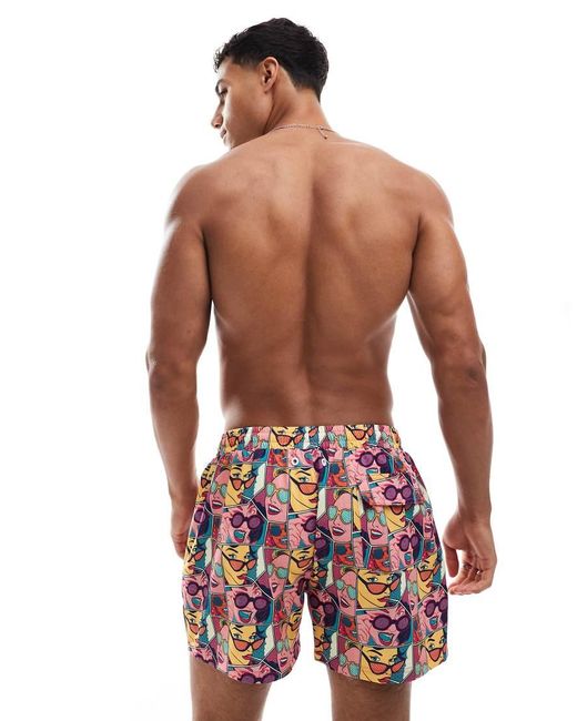 OOSC White Comic Book Candy Swim Shorts for men