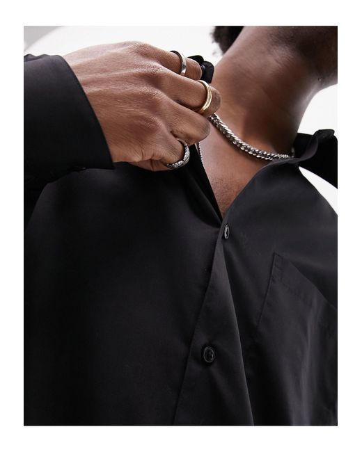 Topman – elegantes, langärmliges hemd mit super-oversize-schnitt in Black für Herren