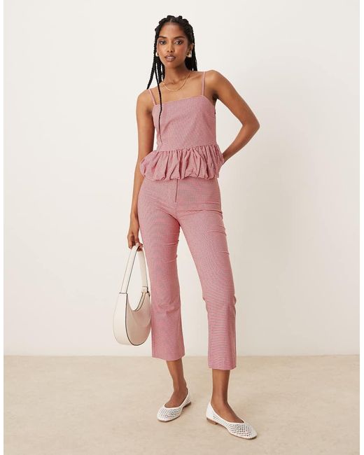 Mango Capribroek Met Gingham Ruit in het Pink