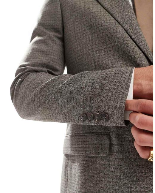 River Island Gray Single Breasted Suit Jacket for men