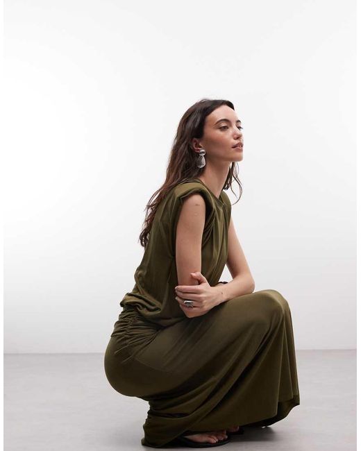 ASOS Natural Ruched Waist Maxi Dress