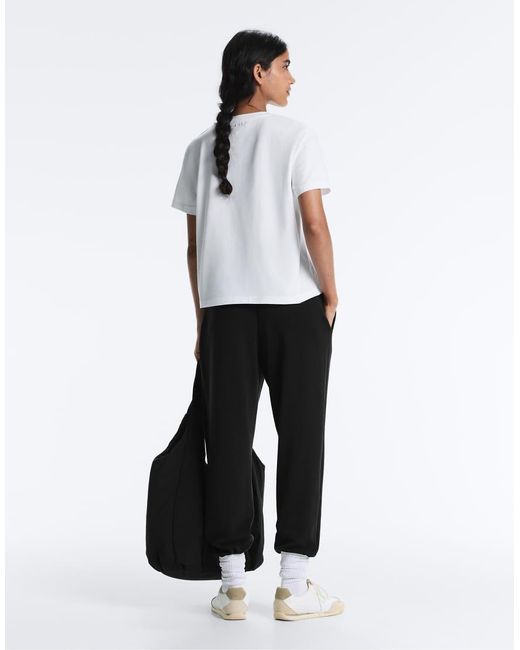 Oysho White Fitted Trousers With Rib Details And Modal