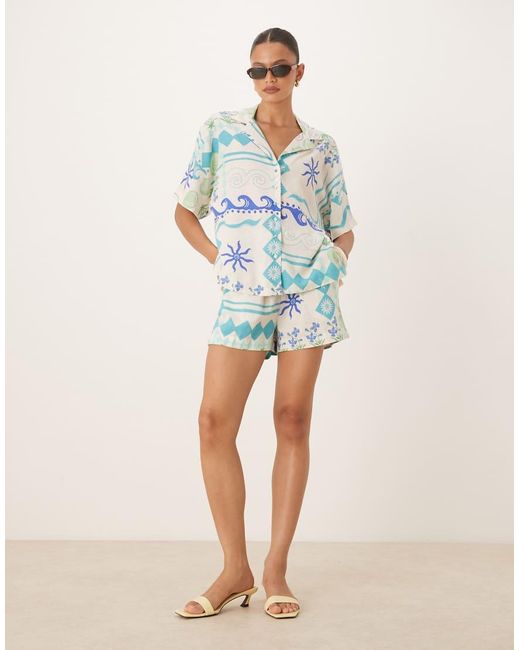 Nobody's Child Blue Rhian Linen Shirt Co-ord