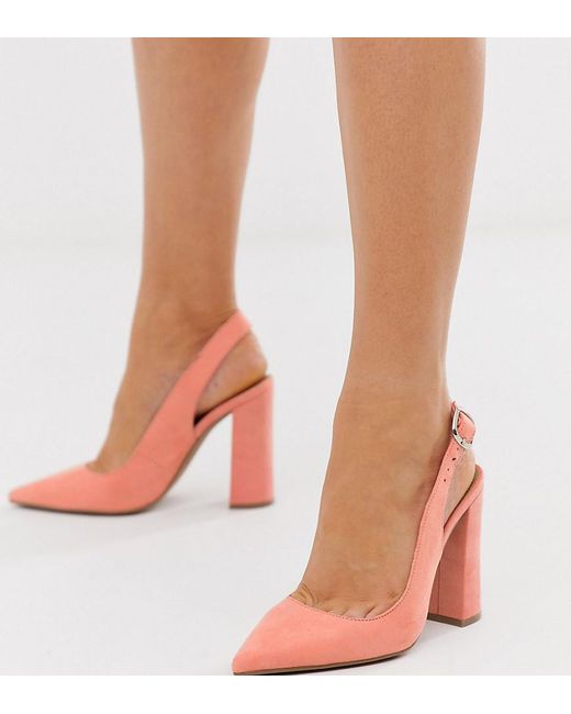 Zapatos de tacón alto con tira posterior en color melocotón Penley ASOS de color Pink