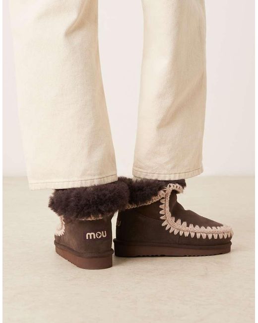 Mou Natural 18 Shearling Lined Suede Boots
