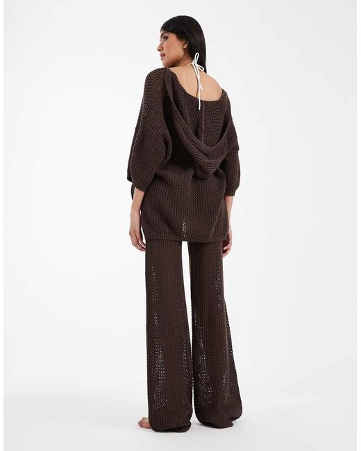 ASOS Brown Beach Knit Trouser Co Ord