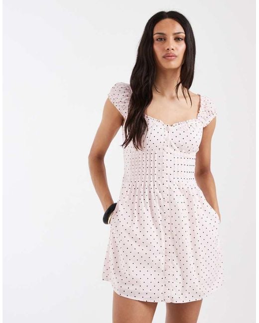 Hollister White Milkmaid Smocked Waist Mini Dress