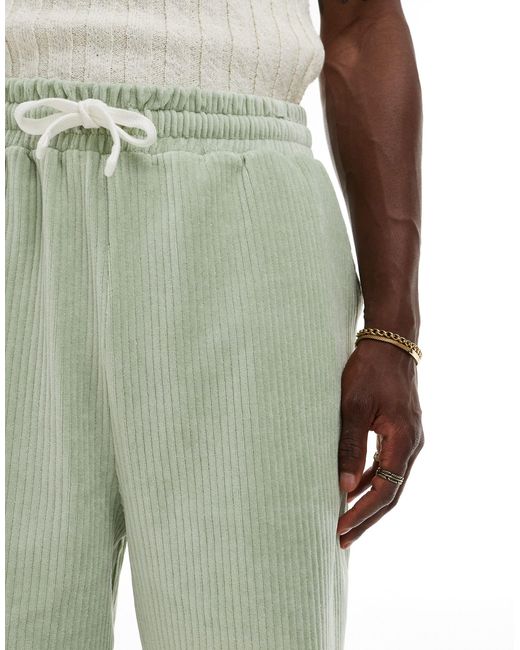 ASOS – oversize-shorts aus geripptem velours in Green für Herren