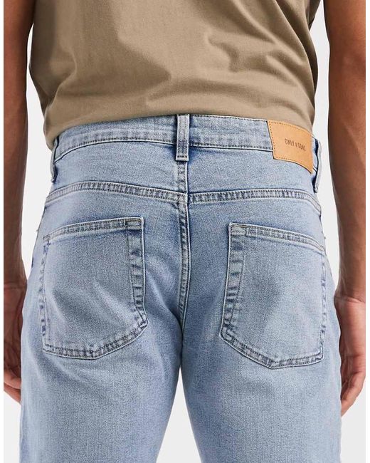 Only & Sons Blue Weft Regular Fit Jeans for men