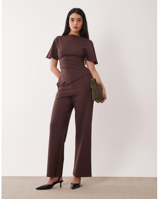 Pretty Lavish Brown Structured Jersey Trouser Co-Ord