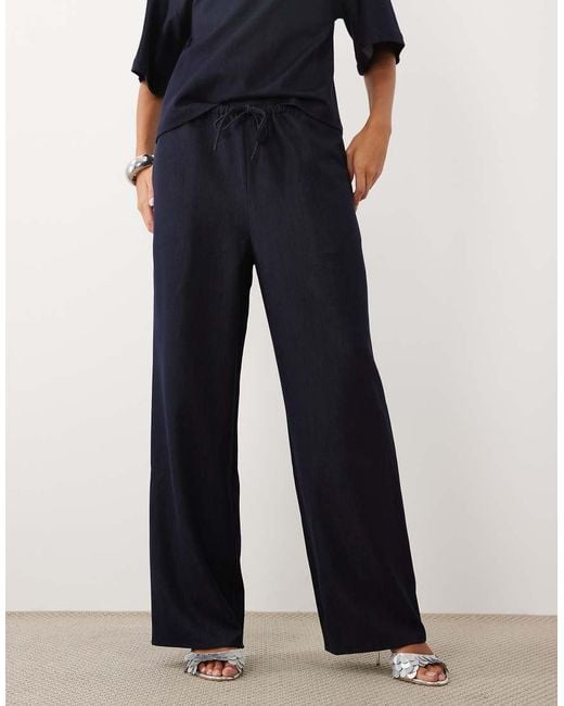 Pretty Lavish Blue Drawstring Wide Leg Trouser Co-Ord