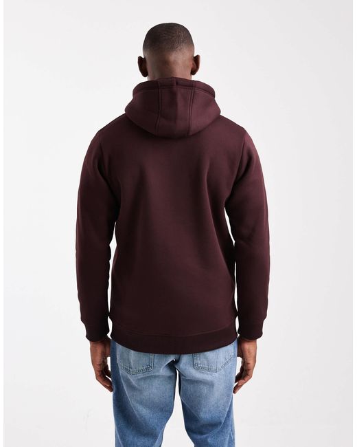 Brave Soul Red Zip Through Hoodie With Drawcords for men