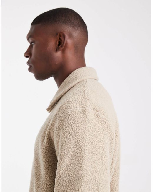 Jack & Jones Natural Fleece Jacket With Zip for men