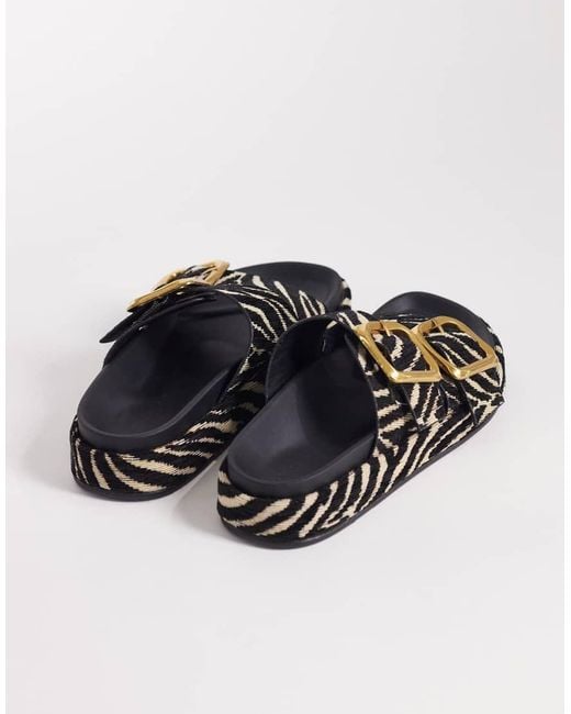 ASOS Black Floyd Oversized Buckle Footbed Sandals
