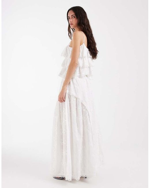 Muse Assembly White Boho Broderie Anglaise Maxi Skirt