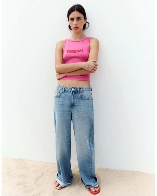 Pull&Bear Red Graphic Top