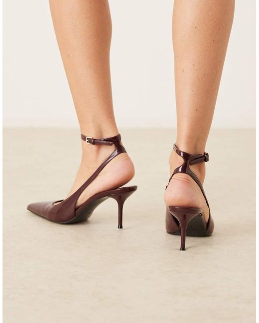 Mango Natural Faux Leather Ankle Tie Pointed Heeled Slingback