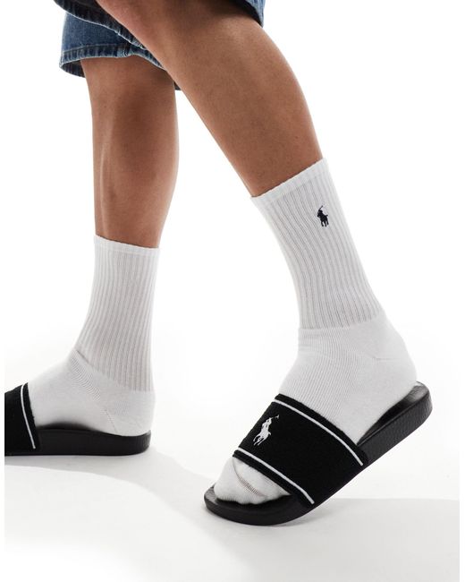 Sandalias negras con logo Polo Ralph Lauren de hombre de color White