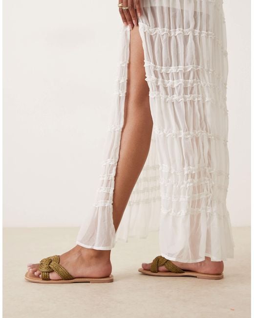ASOS Brown Flora Woven Mule Sandal