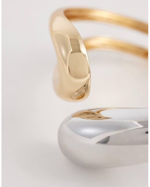 ASOS Metallic Asos Design Curve Mixed Metal Cuff Bracelet