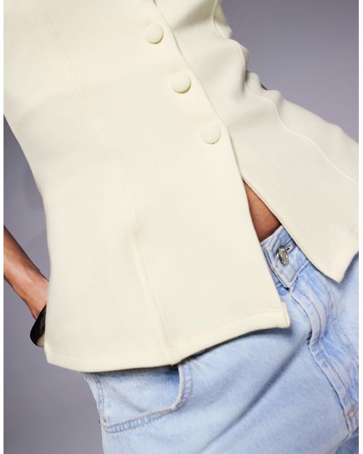 ASOS Yellow Ponte Structured Button Down Corset Top