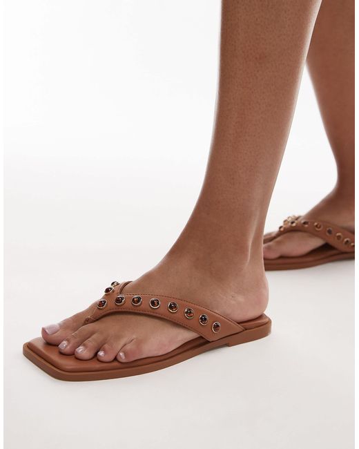 Bronx Brown Cassan-dra Beaded Thong Sandals