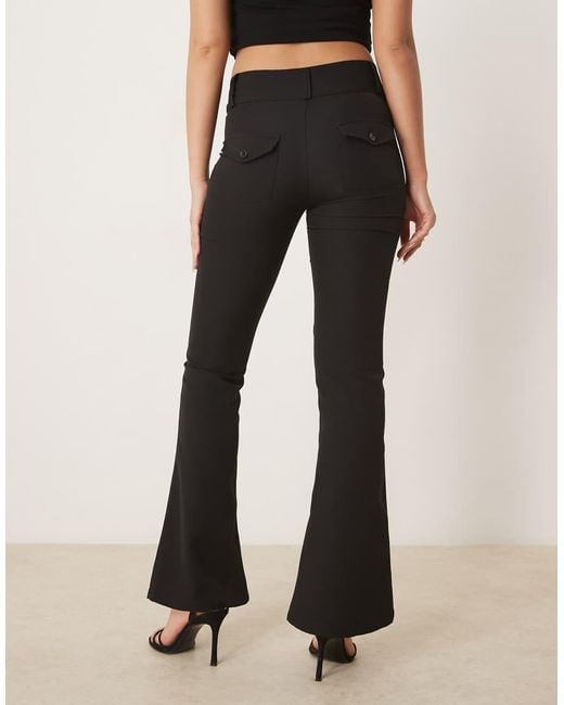 Gina Tricot Black Low Rise Flare Leg Stretch Trousers