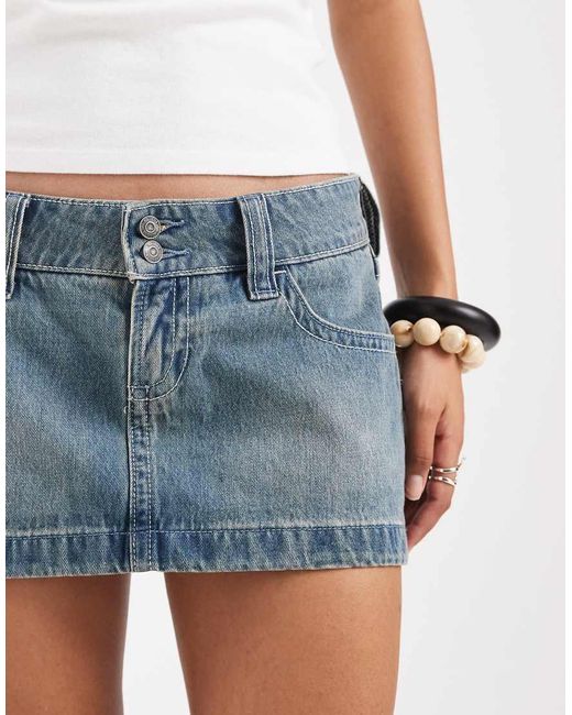 Hollister White Low Rise Denim Micro Skirt
