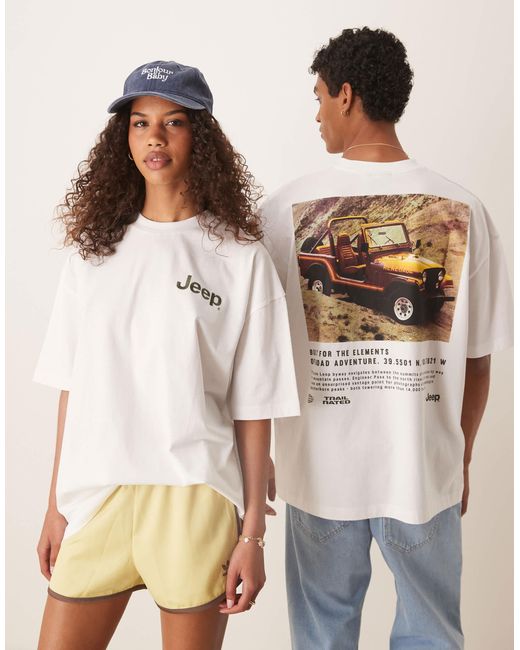 ASOS Natural Unisex Oversized License T-shirt With Jeep Prints