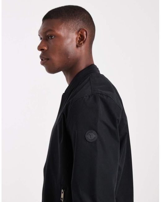 Threadbare Blue Zip Front Bomber Jacket With Pockets for men