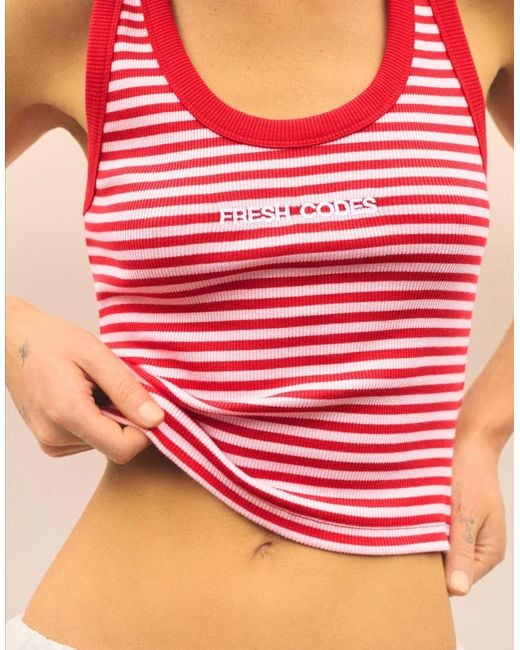 Pull&Bear Pink Striped Tank Top