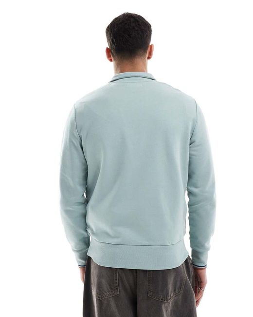 Felpa Ghiaccio Con Zip Corta di Fred Perry in Blue da Uomo