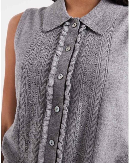Levi's Gray Super Soft Mini Ruffle Knitted Vest