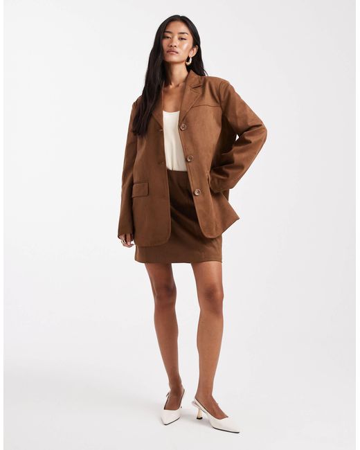 Blazer d'ensemble en imitation daim Object en coloris Brown
