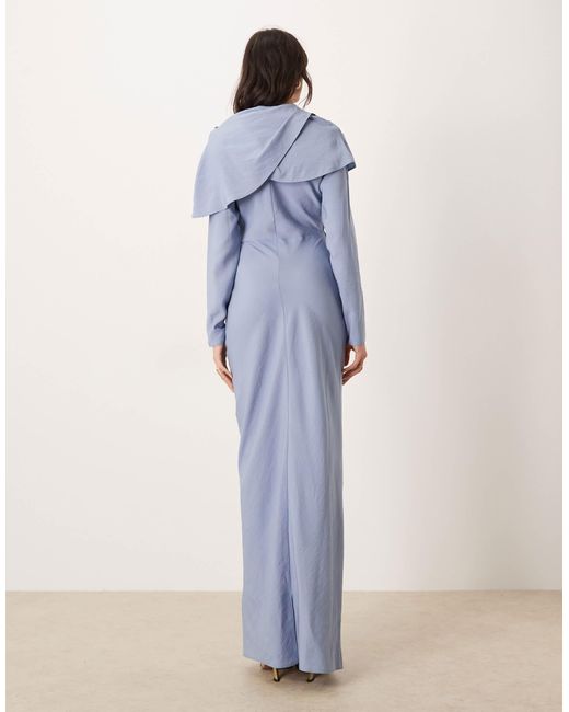 Asos design tall - robe longue à col montant et corsage drapé - moyen ASOS en coloris Blue