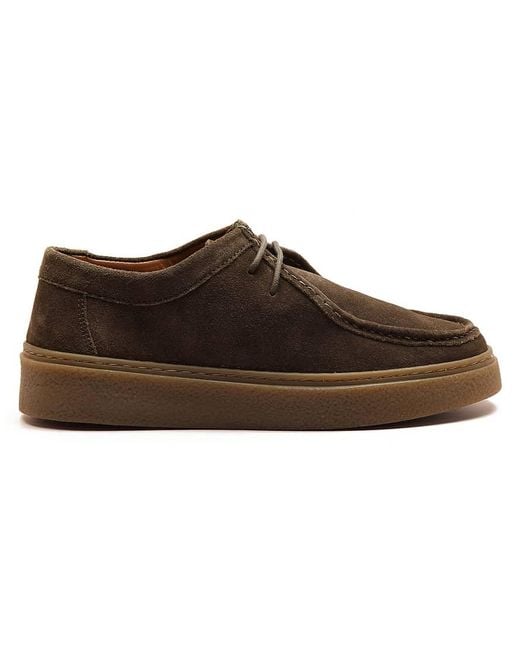 OFF THE HOOK Brown 'Els' Suede Leather Casual Lace-Up Boat Shoes for men
