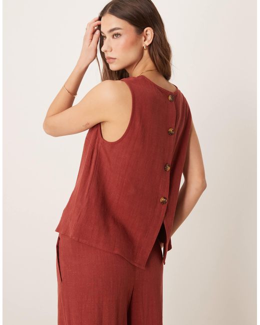ASOS Red Linen Shell Top Co-ord