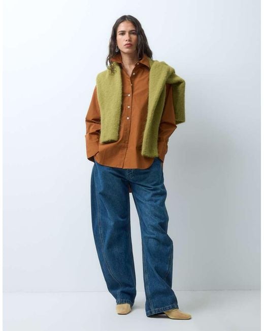 ASOS Blue Dipped Hem Oversized Shirt