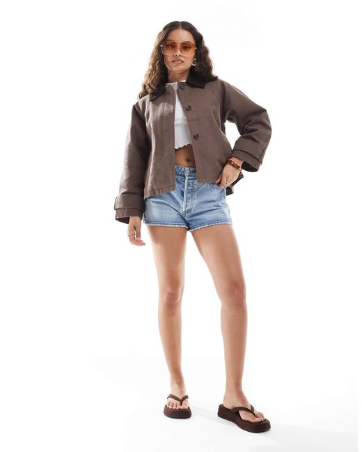 ASOS Brown Asos Design Petite Jacket With Contrast Collar