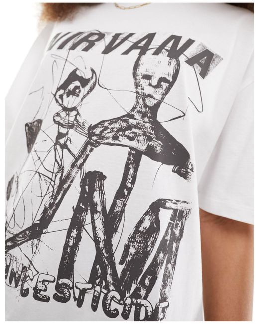 ASOS White Unisex Oversized Licence Band T-shirt With Nirvana Prints