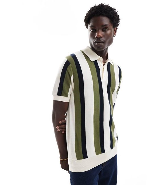 Polo Blanco Hueso A Rayas Verticales Anchas De -Beis Neutro Ben Sherman de hombre de color White
