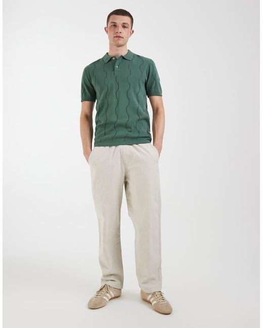 Blend Green 100% Cotton Regular Fit Knitted Polo for men